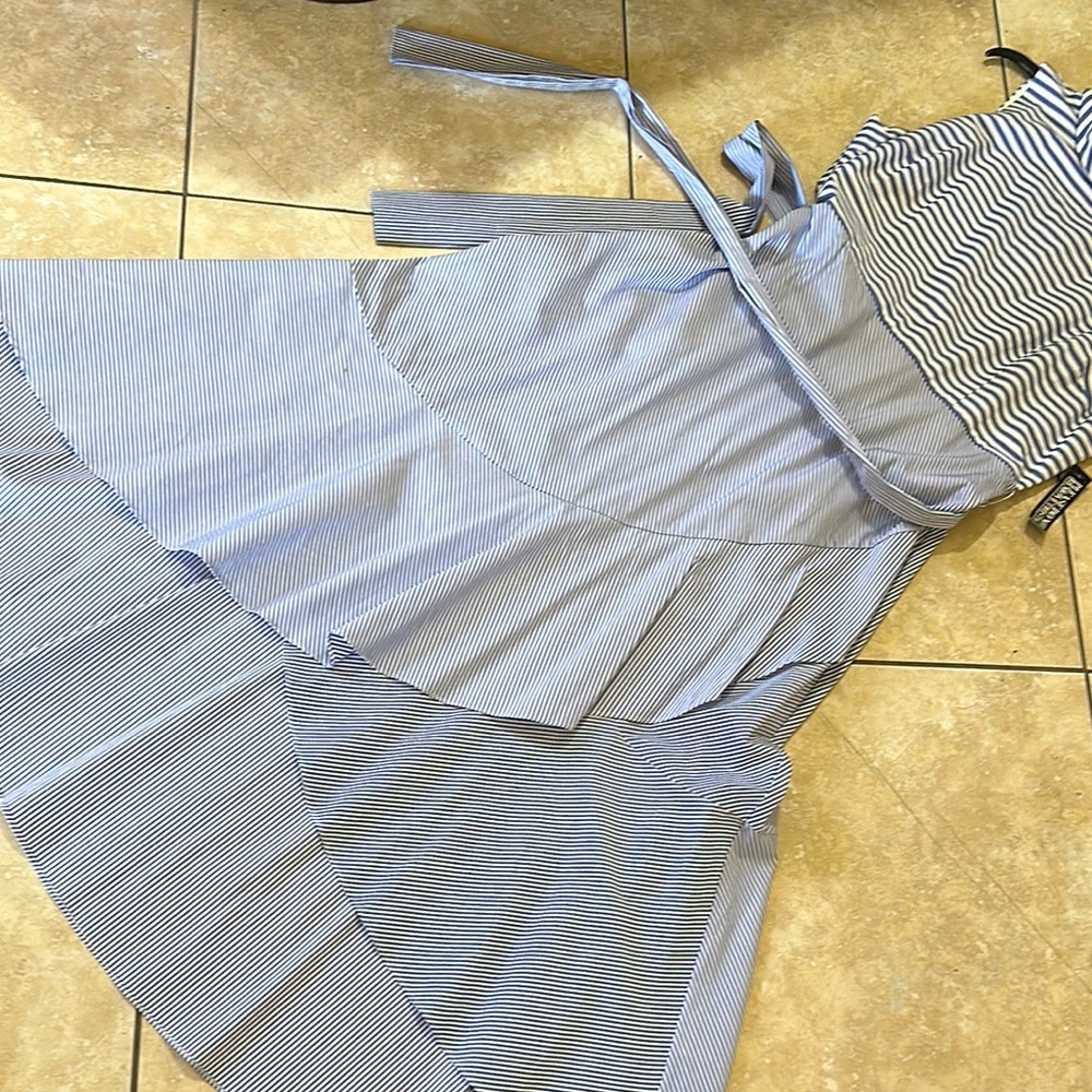 New York & Company Blue Striped Dress